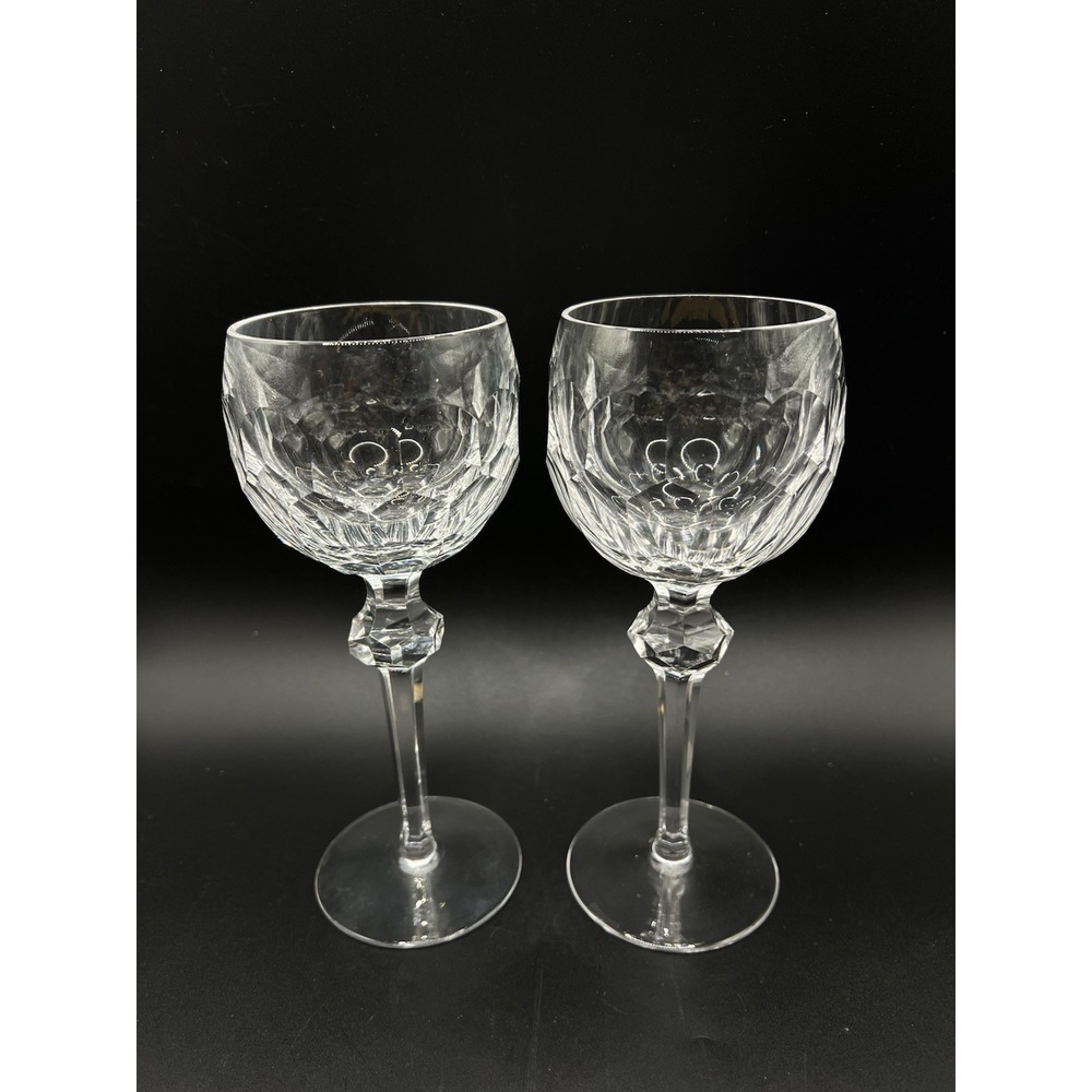 Pair Curraghmore Crystal by Waterford Hock Wine Glasses 7.5""